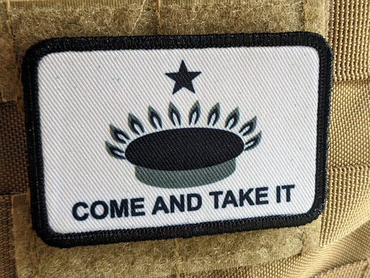 come take it gas stove ban joke flag 2nd amendment removable patch 2"x3" morale patch with hook and loop backing