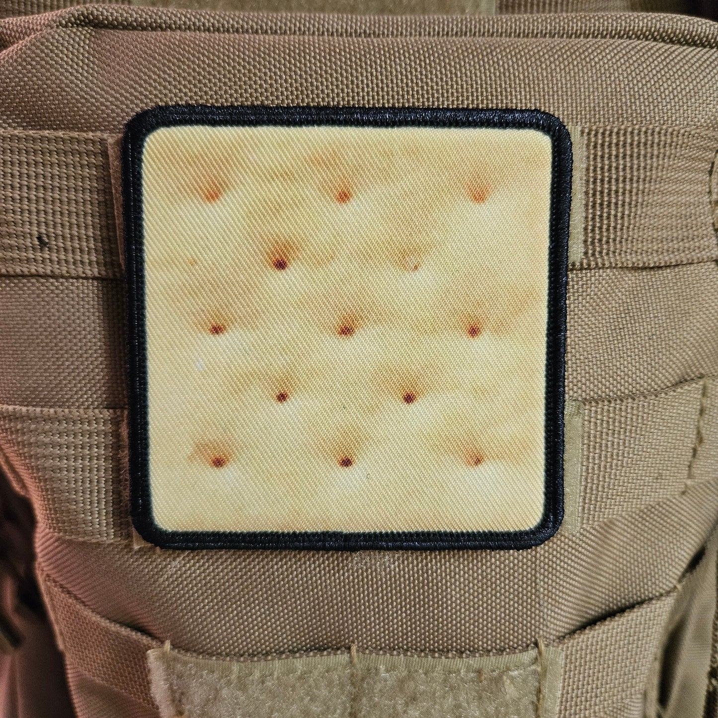Saltine cracker enthusiasts Morale patch 3x3" square patch  with hook and loop backing
