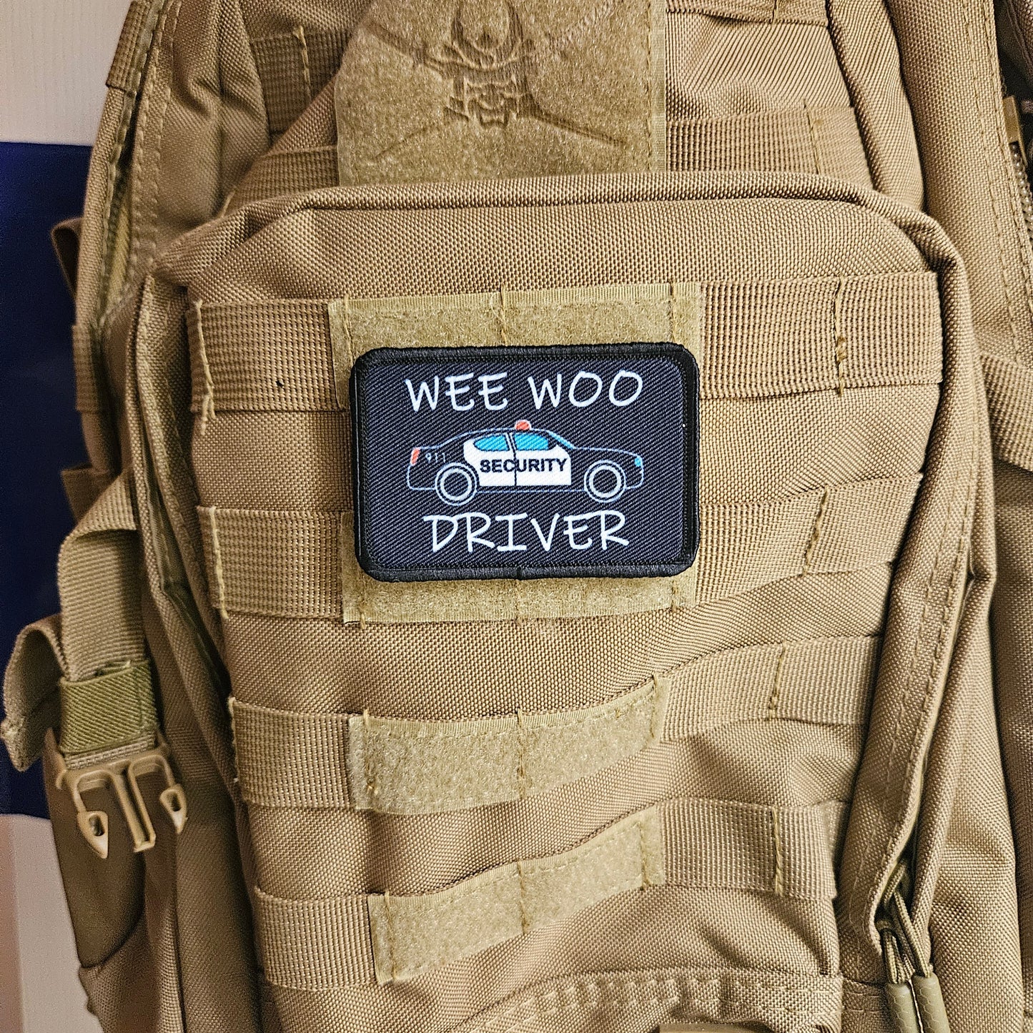 Security Wee woo driver sheriff department car driver funny  2"x3" removable morale patch with hook and loop backing