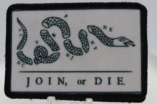 Join or die patriotic America 2"x3" morale patch with hook and loop backing