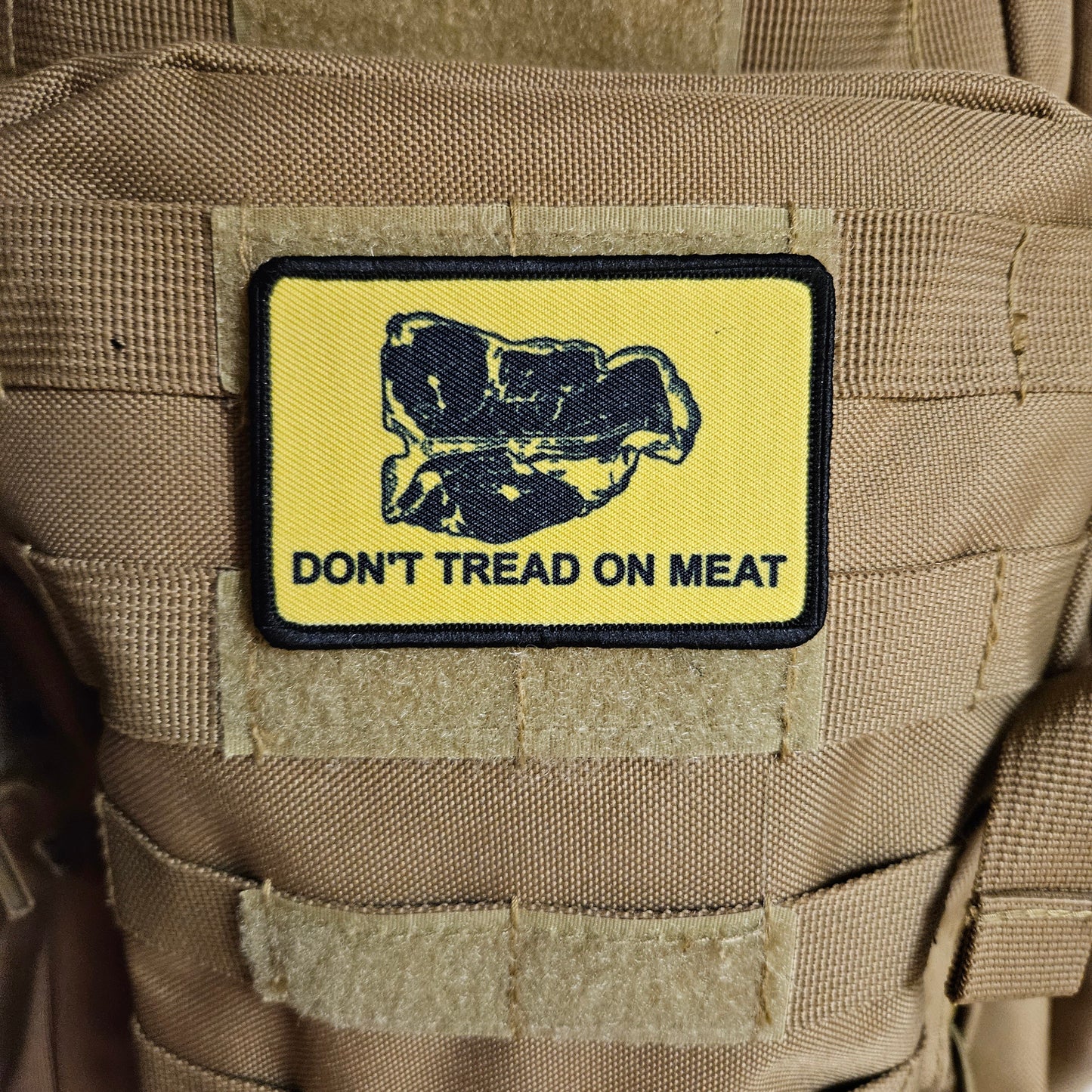 Don't tread on meat Gadsden flag goose meme 2"x3" removable morale patch with hook and loop backing
