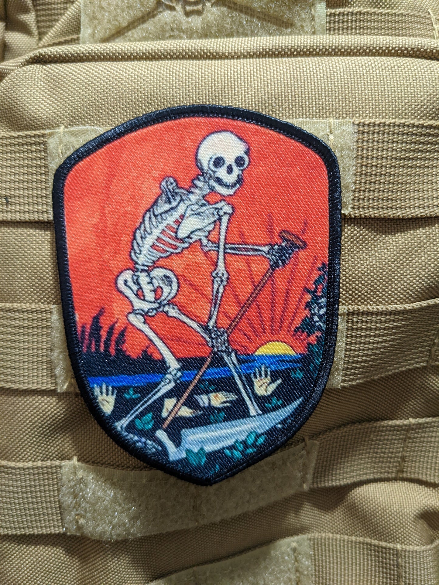 Custom choose your own image or text 3"x4" shield shaped hook & loop morale patch version 2