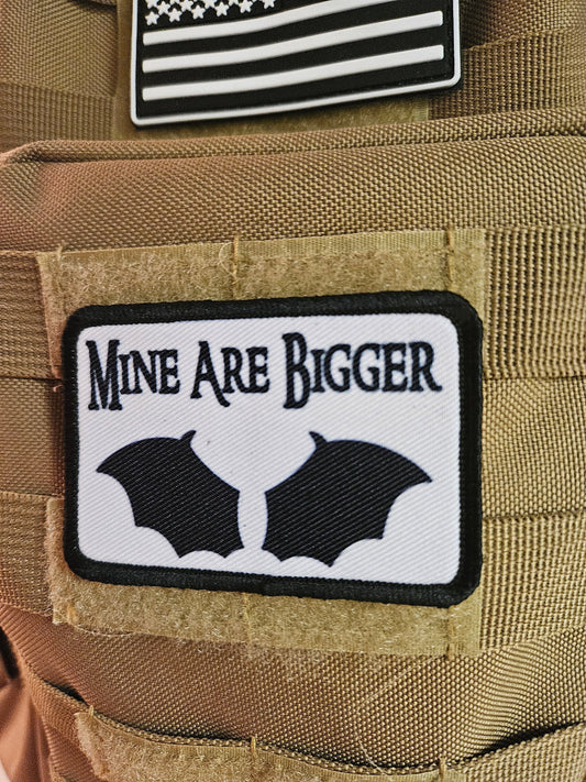 Mine are bigger bat wings fae fairy fantasy meme 2"x3" morale patch with hook and loop backing white