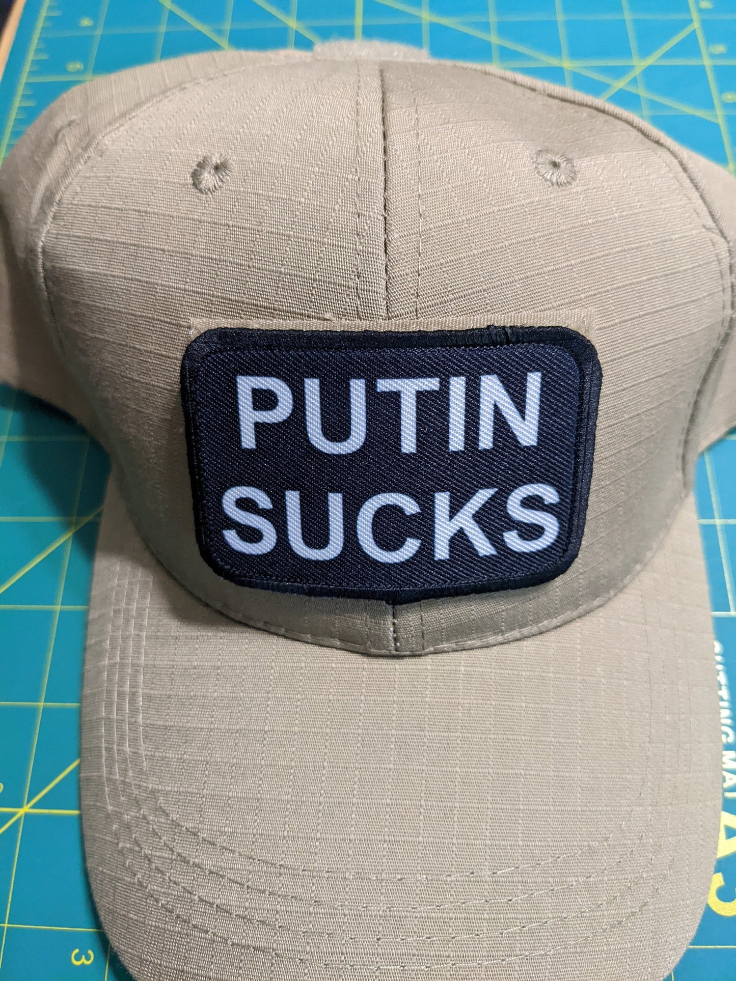 PUTIN SUCKS stand with Ukraine 2"x3" removable morale patch with hook and loop backing