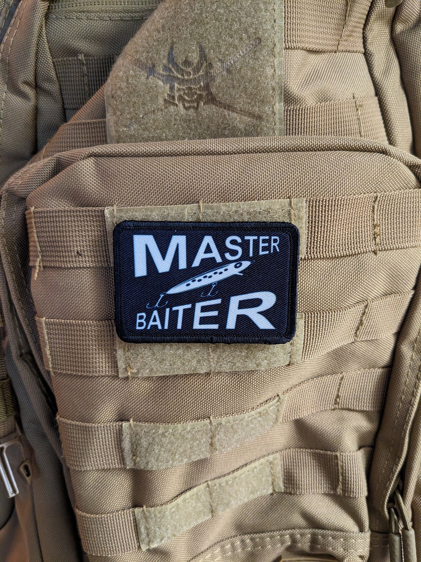 Master fishing baiter funny patch meme  2"x3" removable morale patch with hook and loop backing