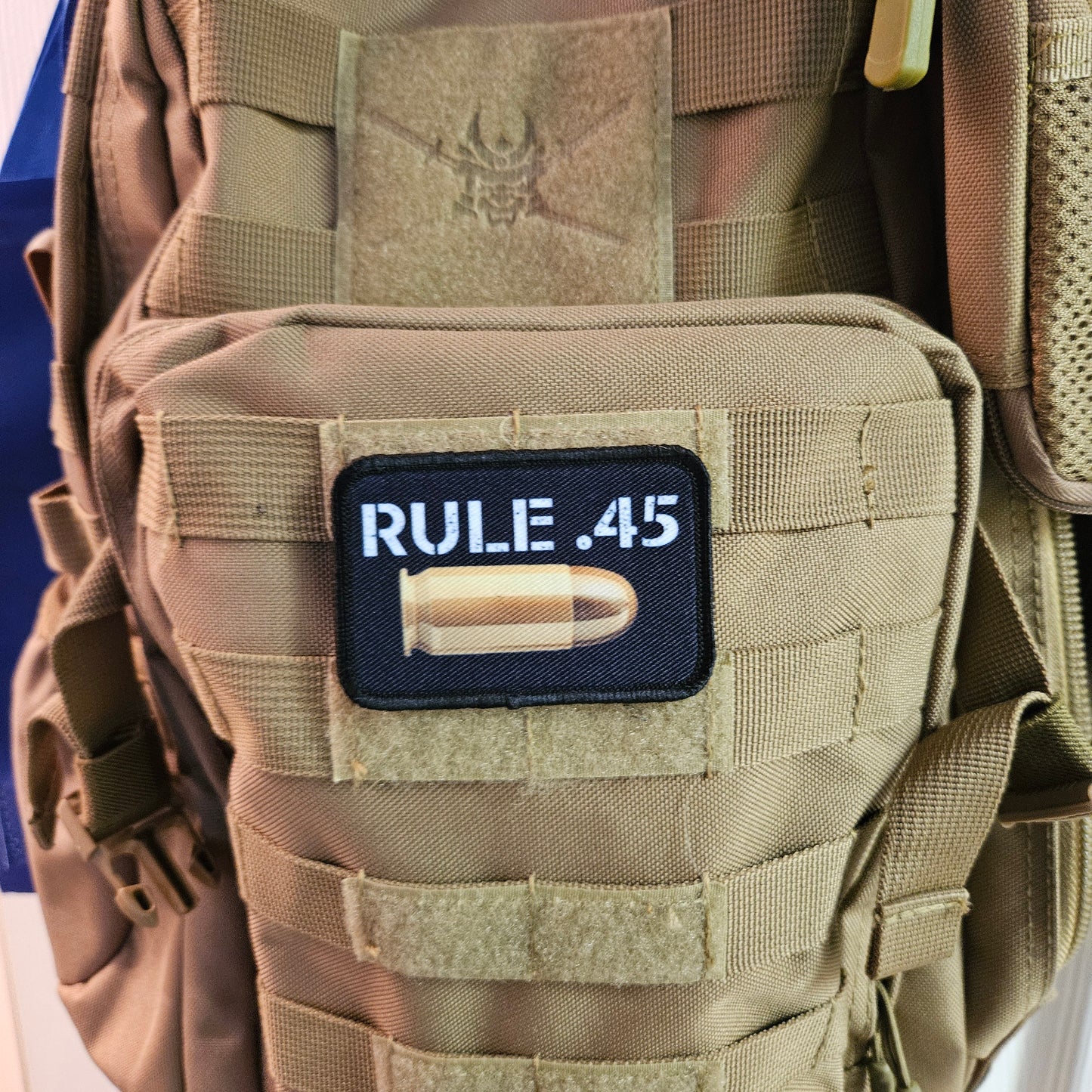 Rule .45 pew pew meme 2"x3" removable morale patch with hook and loop backing