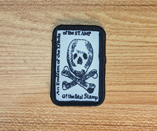 The Stamp Act history no taxation without representation 1776 2"x3" removable morale patch with hook and loop backing