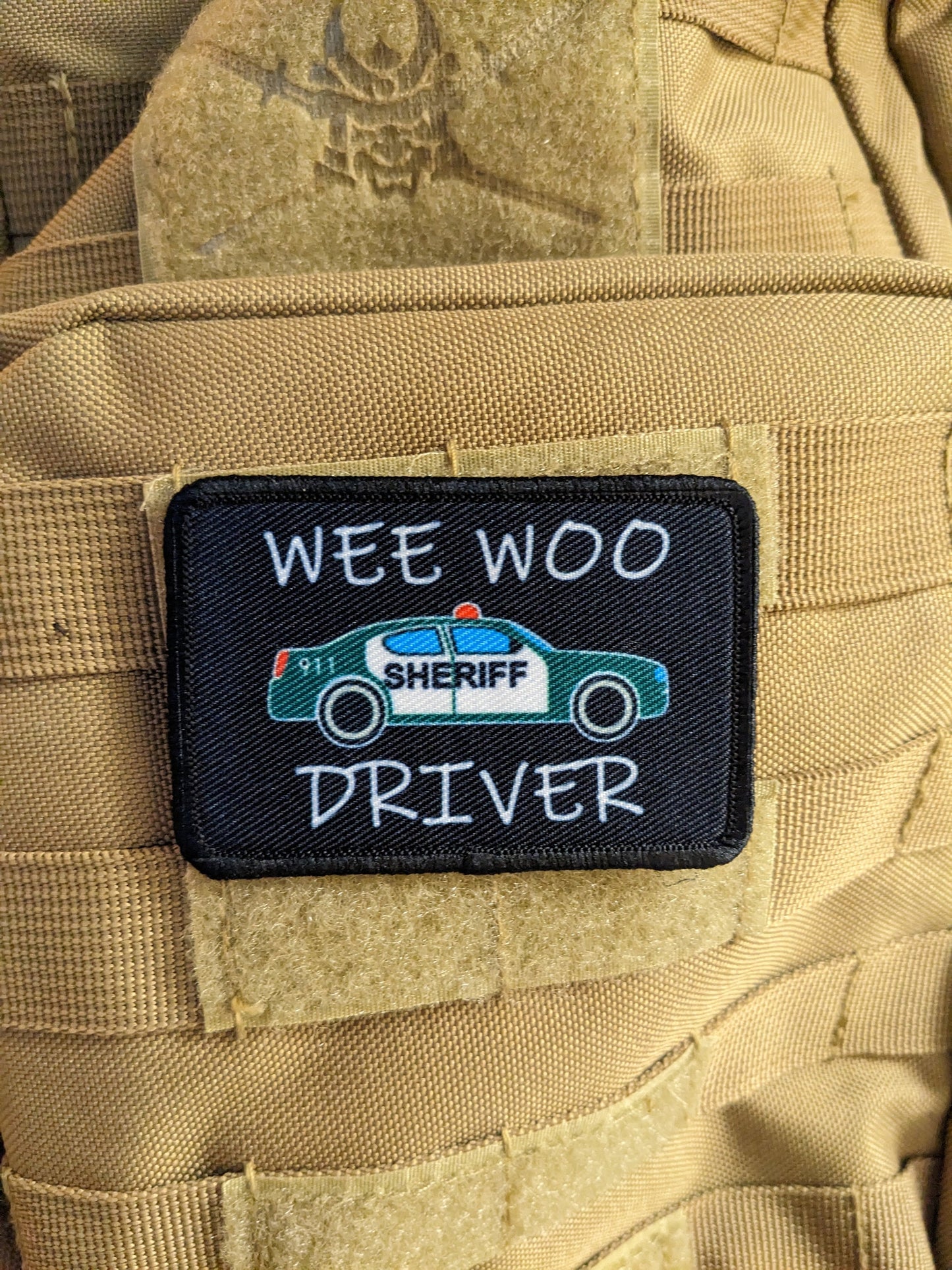 Florida version Wee woo driver sheriff department car driver funny 2"x3" removable morale patch with hook and loop backing