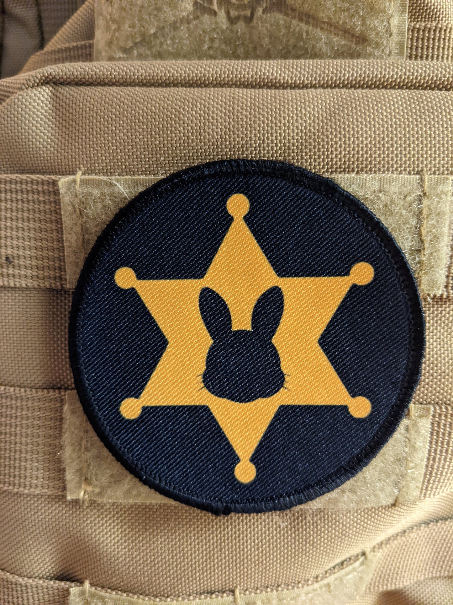 Badge bunny police wife girlfriend type 1 3" circle morale patch with hook and loop backing