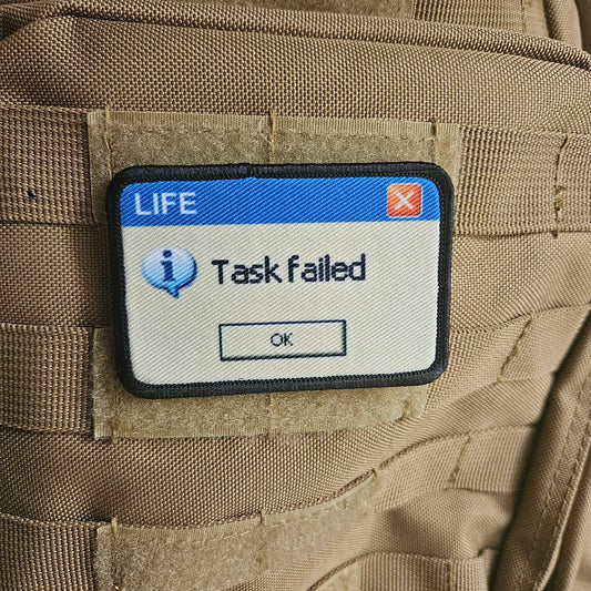Failing at life computer error  2"x3" removable morale patch with hook and loop backing