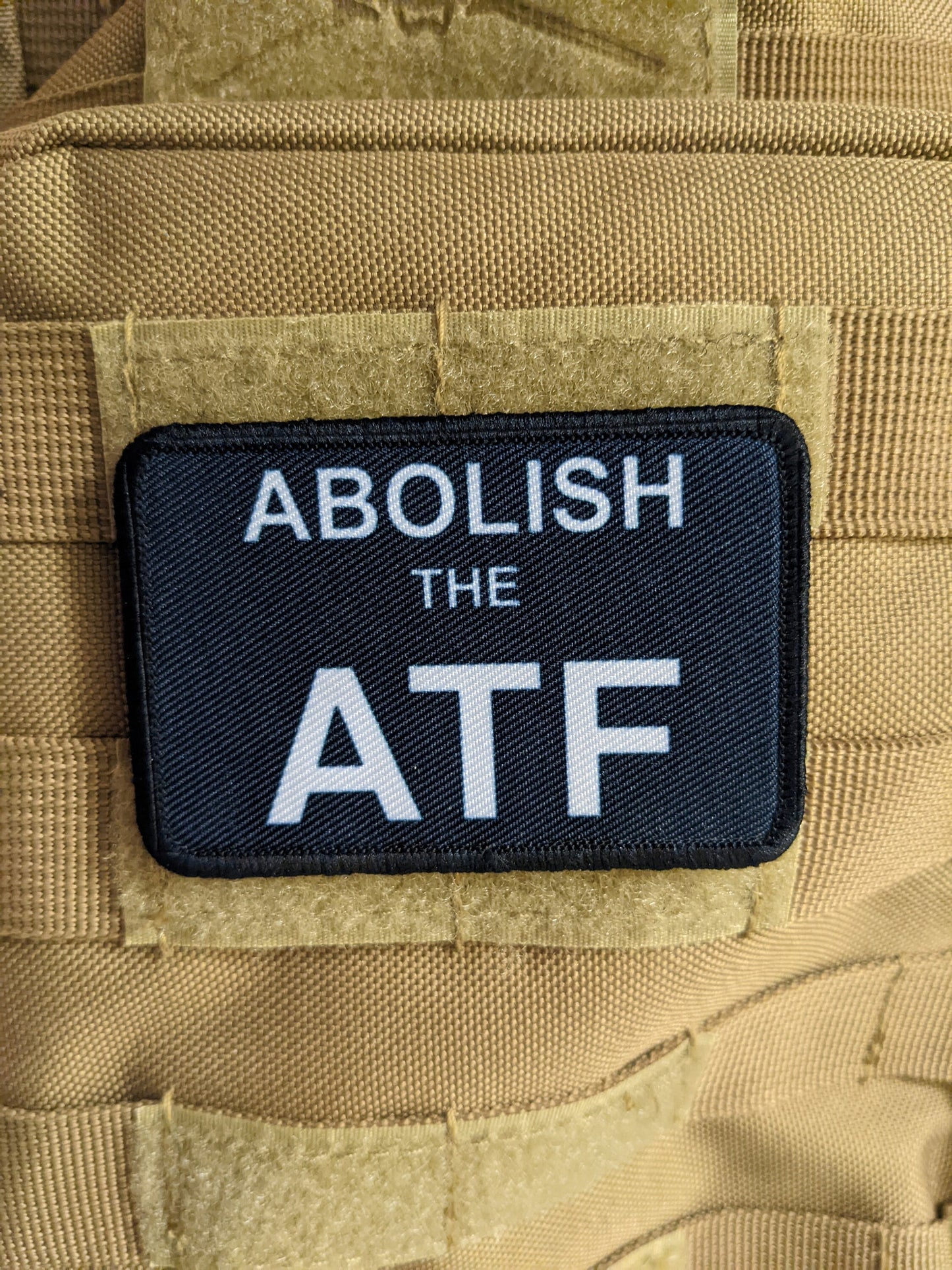 Abolish the ATF anti-government meme 2"x3"  removable morale patch with hook and loop backing