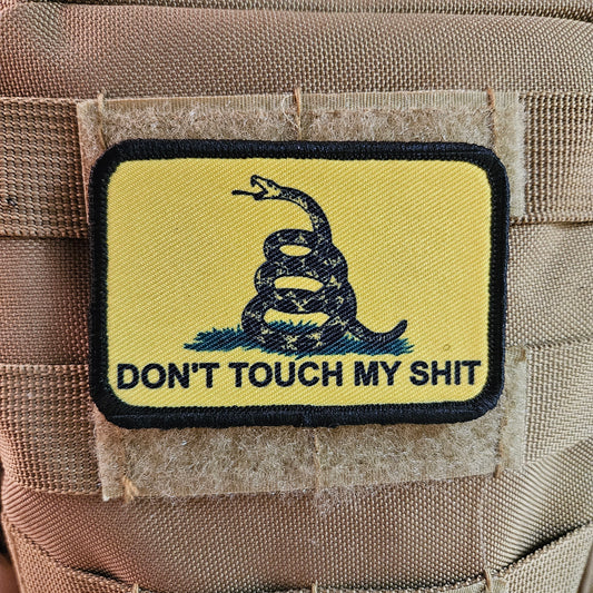 Gadsden flag don't touch my shit meme 2"x3" morale patch with hook and loop backing