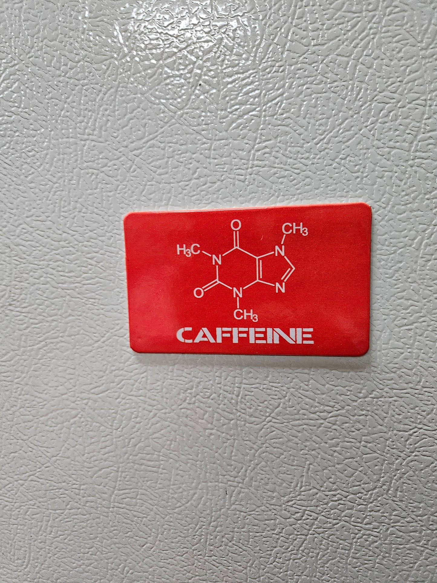 Caffeine molecule coffee enthusiast fridge magnet x3.  2x3.5" dimensions