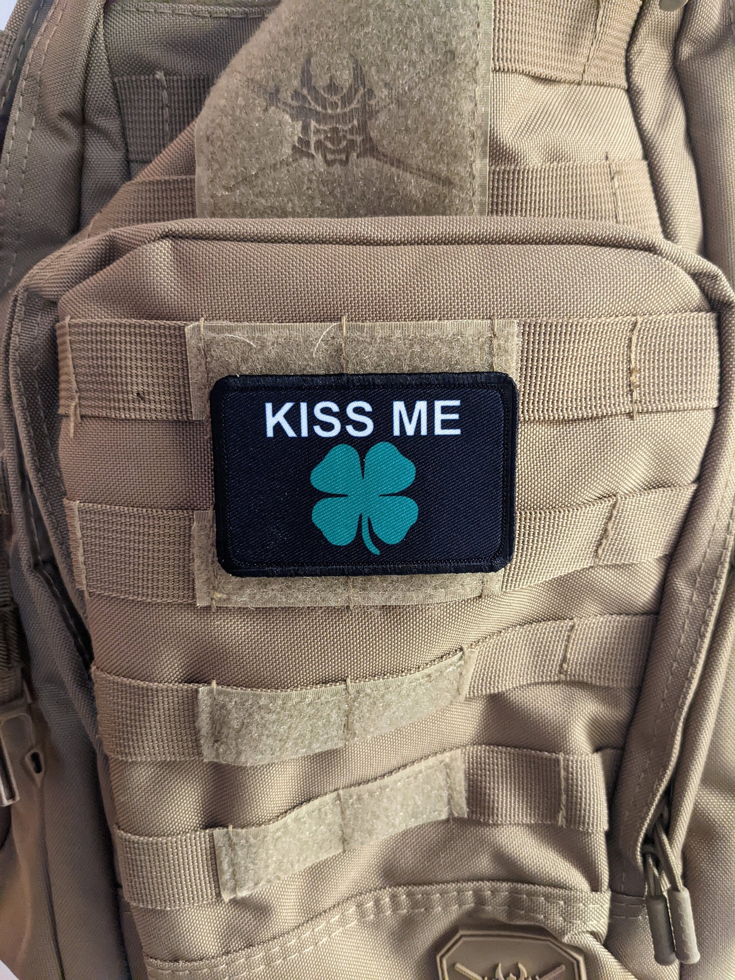 Kiss me I'm Irish st. Patrick's day  meme  2"x3" removable morale patch with hook and loop backing