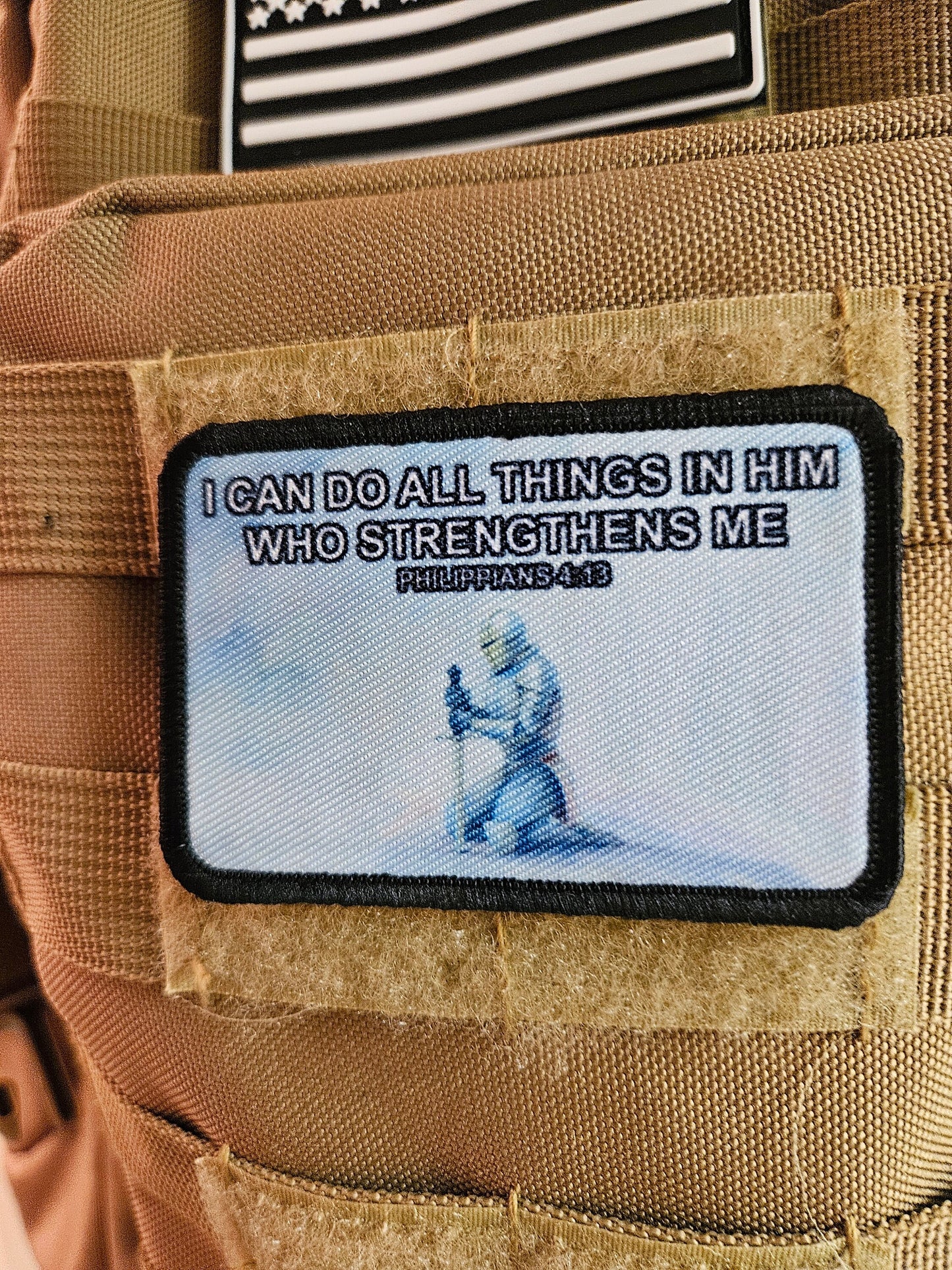 I can do all things Philippians 4:13 bible verse  2"x3" morale patch with hook and loop backing