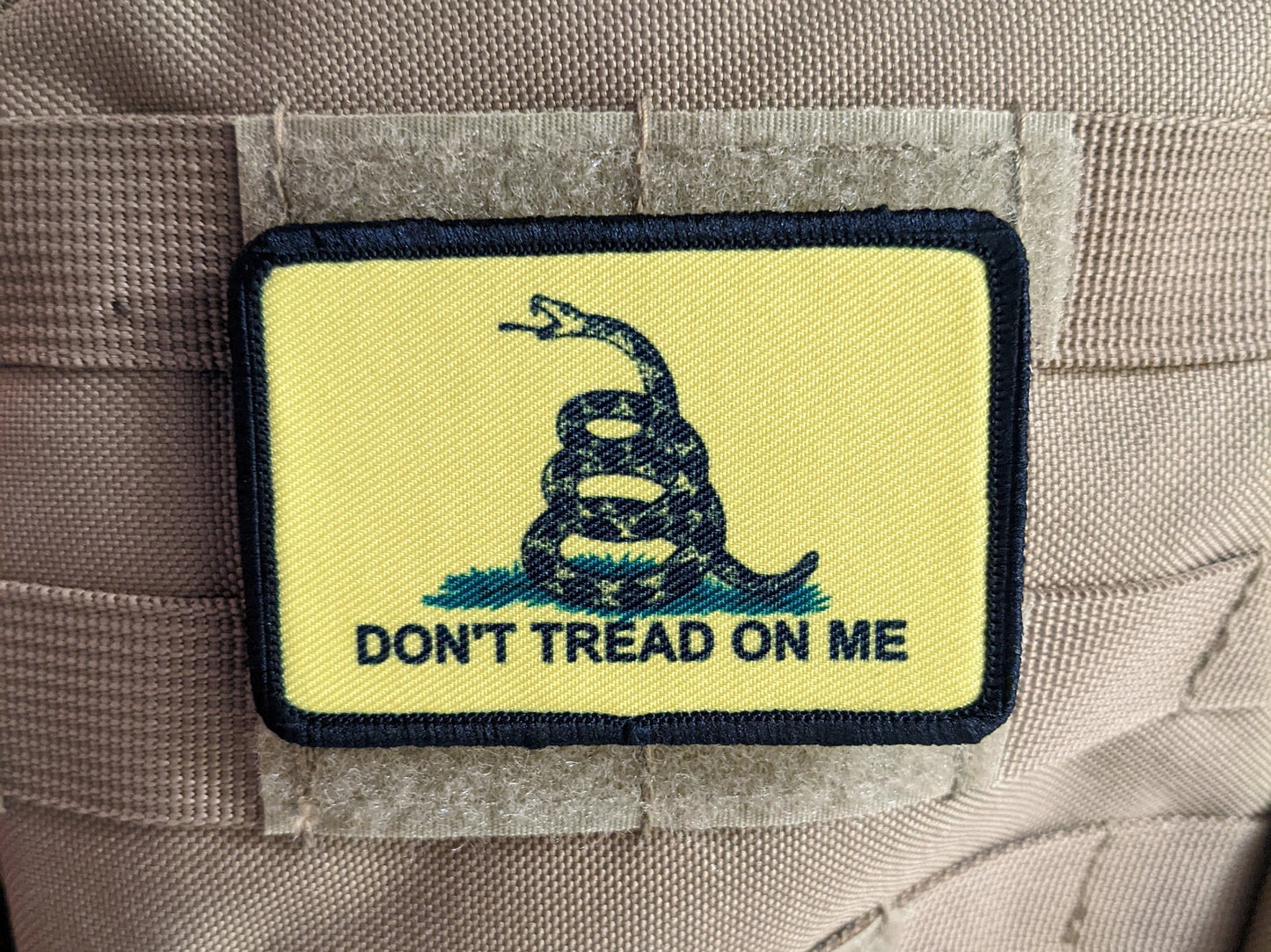 Gadsden flag don't tread on me 2"x3" morale patch with hook and loop backing