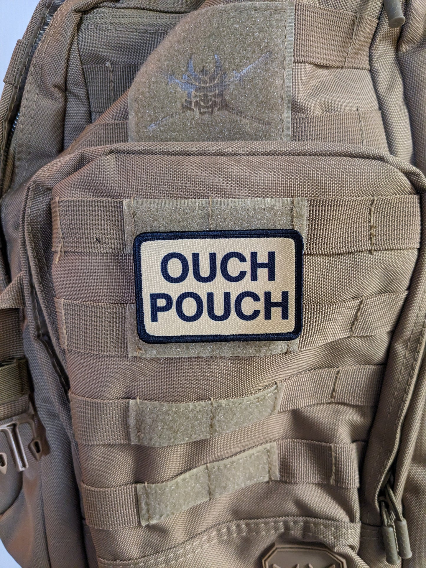 ouch pouch tan first aid removable patch 2"x3" morale patch with hook and loop backing