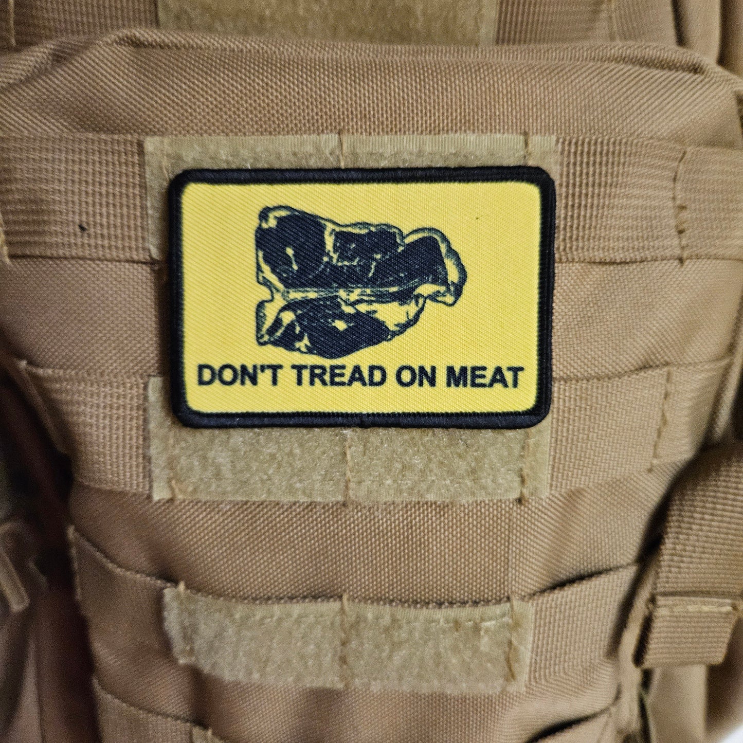 Don't tread on meat Gadsden flag goose meme 2"x3" removable morale patch with hook and loop backing