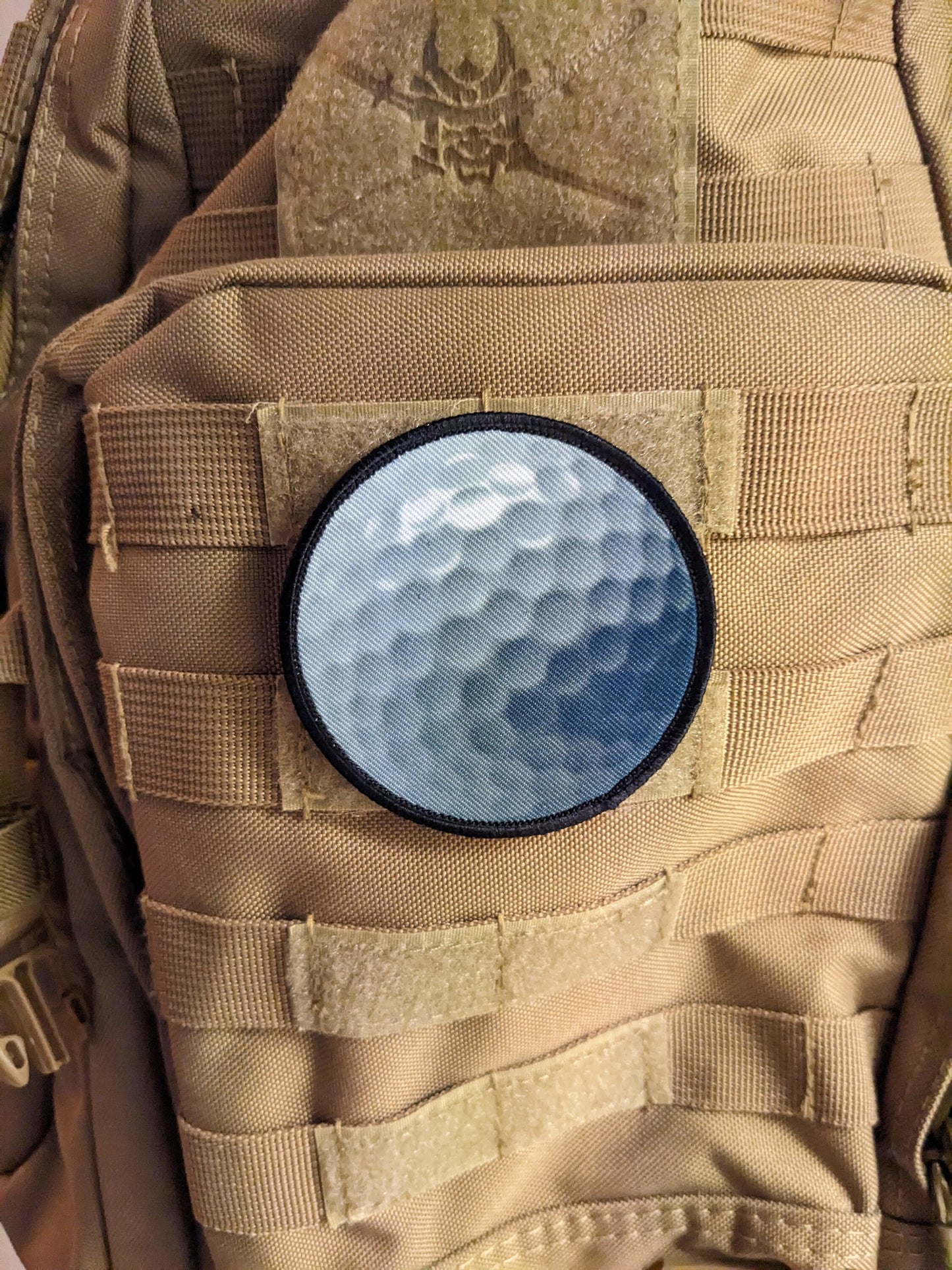 Golf ball sports 3" circle morale patch with hook and loop backing