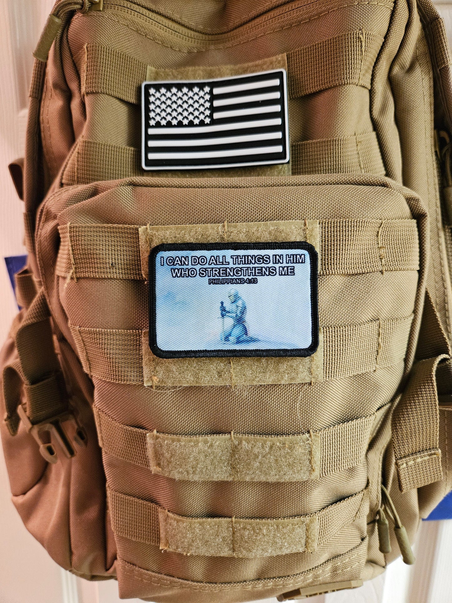 I can do all things Philippians 4:13 bible verse  2"x3" morale patch with hook and loop backing