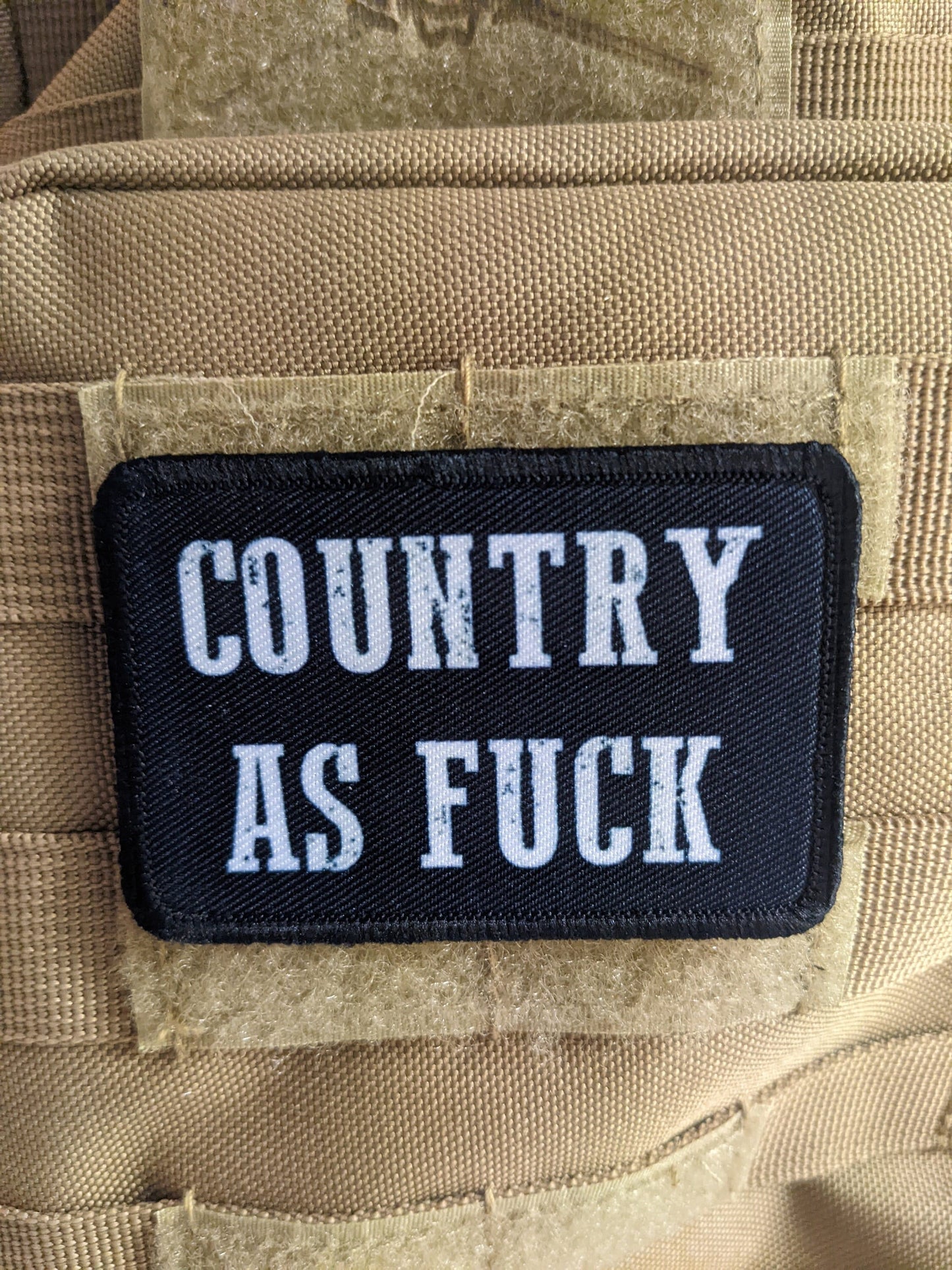 Country as fuck 2"x3" morale patch with hook and loop backing