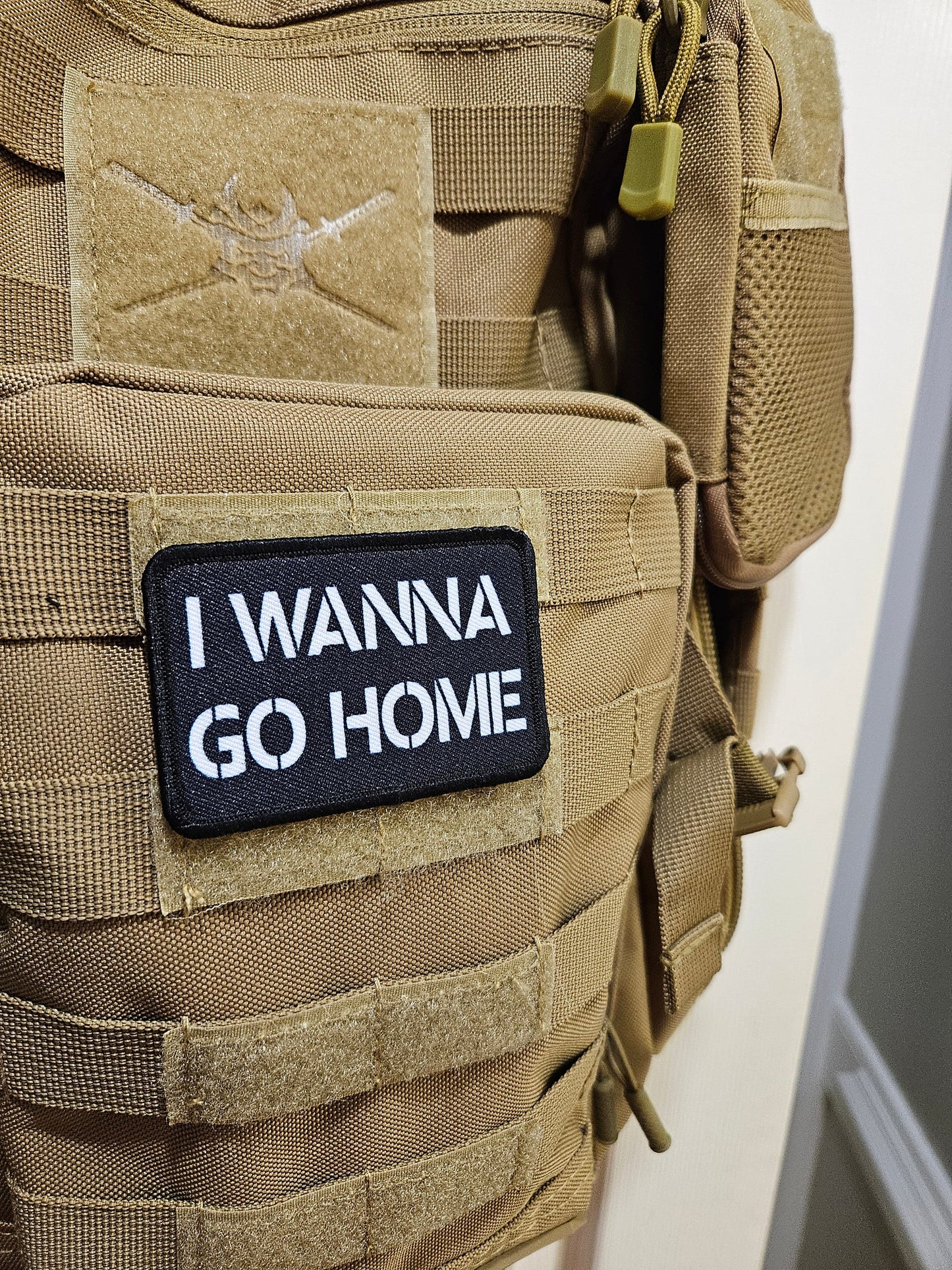 I wanna go home funny meme 2"x3" removable morale patch with hook and loop backing