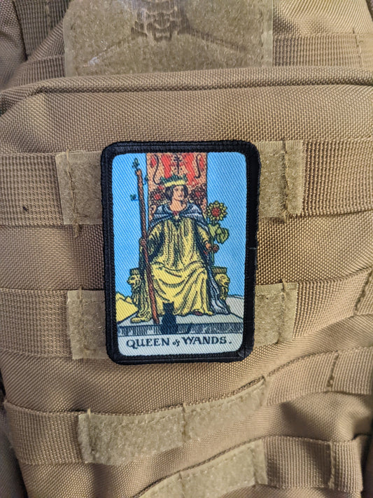 Queen of wands tarot card special forces military  2"x3" morale patch with hook and loop backing