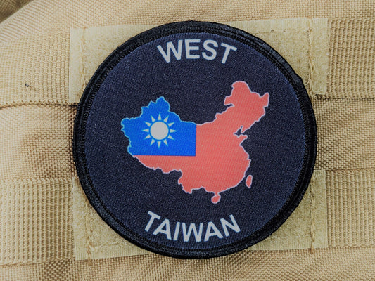 West Taiwan anti-ccp anti-communist support meme 3" circle morale patch with hook and loop backing
