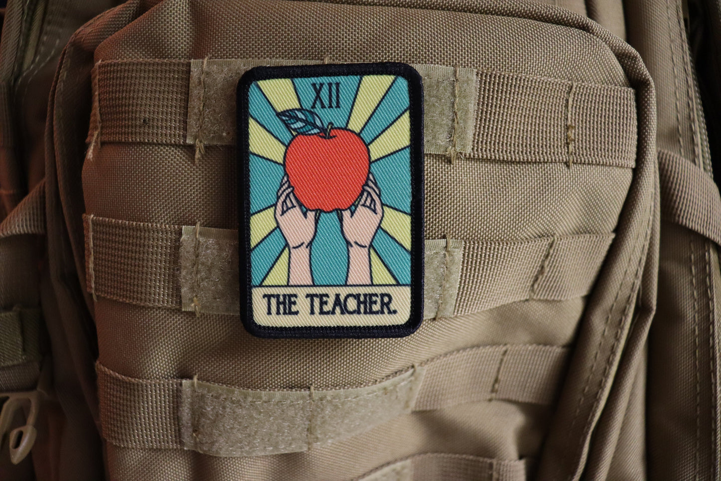 The teacher tarot card funny cute  2"x3" morale patch with hook and loop backing education