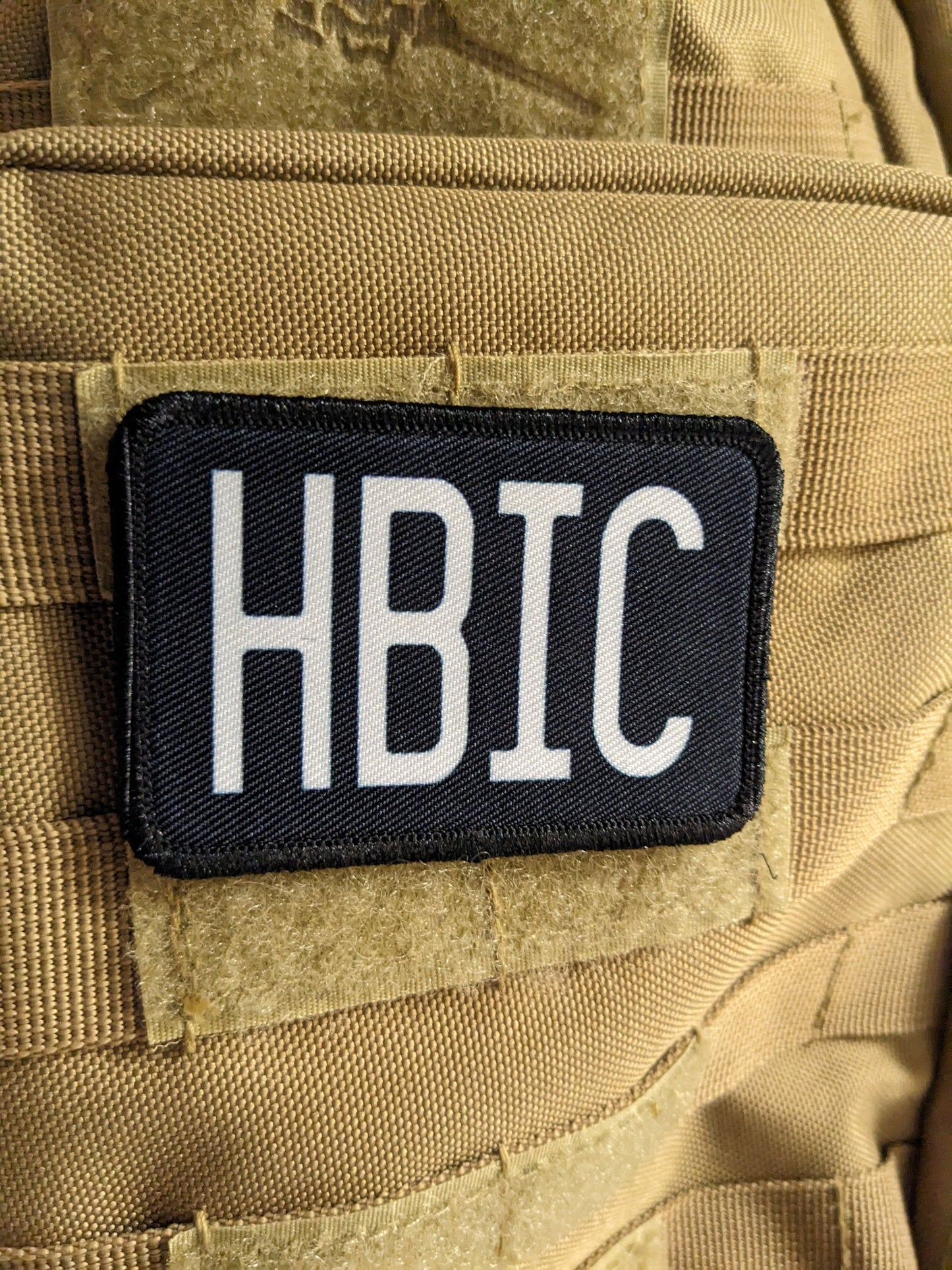 HBIC head bitch in charge 2"x3" morale patch with hook and loop backing