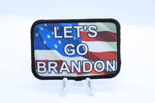 FJB F*** Joe Biden Lets Go Brandon American Flag  2"x3" morale patch with hook and loop backing