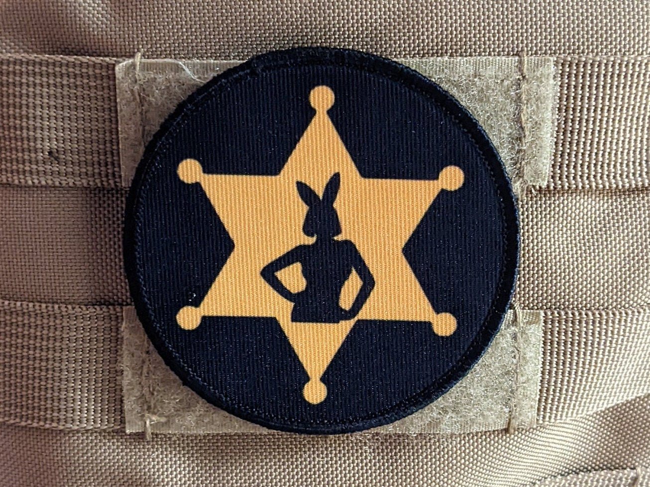 Badge bunny police wife girlfriend type 2  3" circle morale patch with hook and loop backing