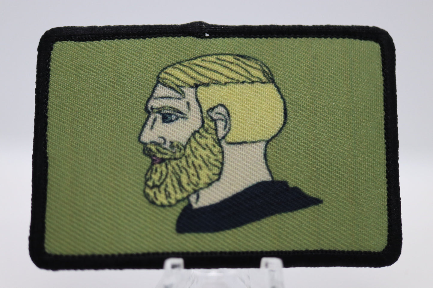 Bearded Chad Meme "yes" 2"x3" morale patch with hook and loop backing