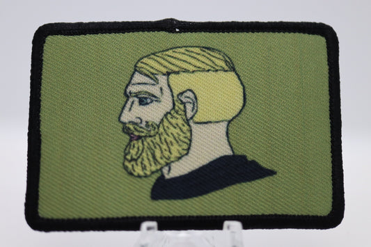Bearded Chad Meme "yes" 2"x3" morale patch with hook and loop backing