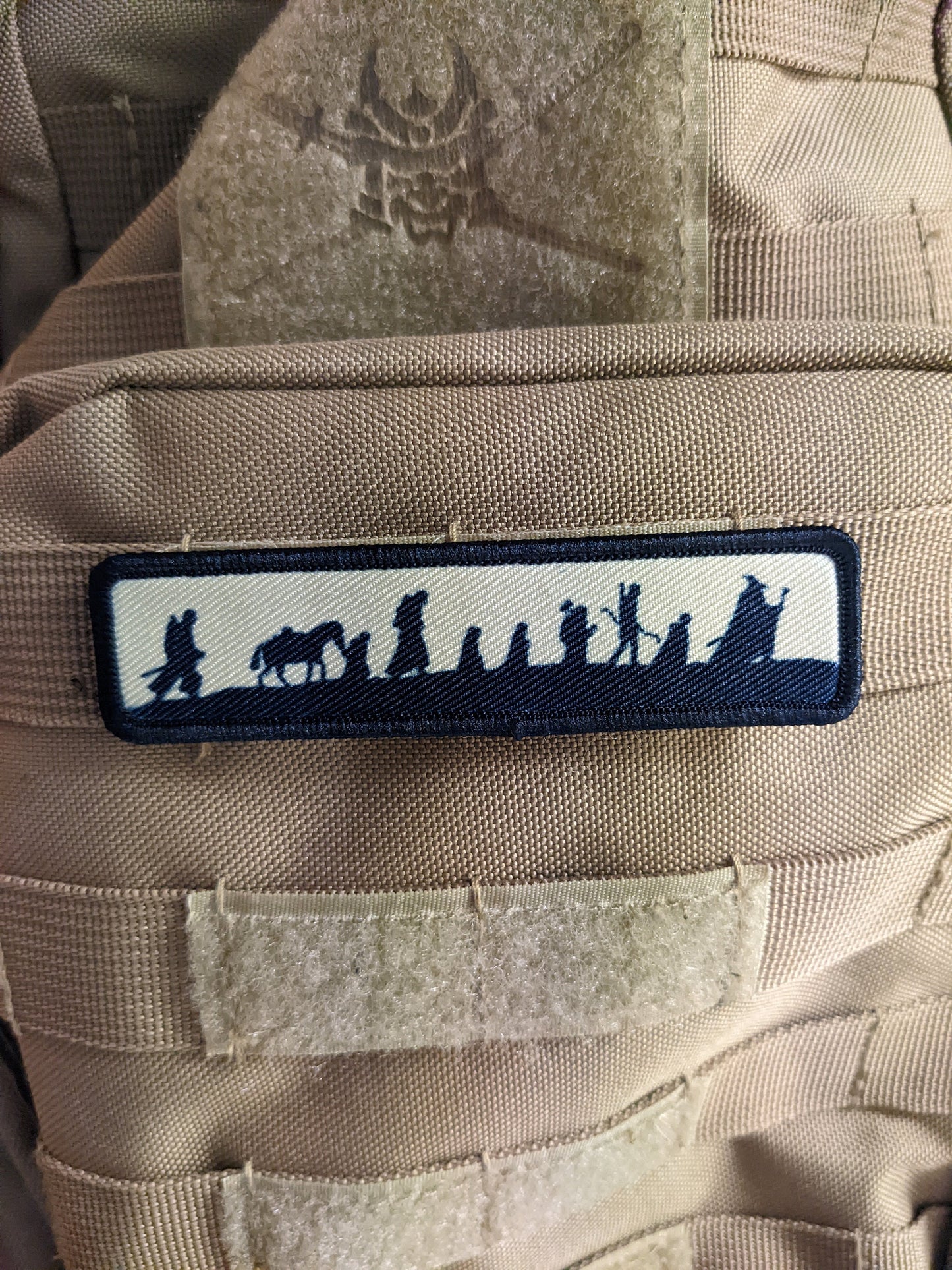 LOTR fellowship silhouette tan 1"x4" removable morale patch with hook and loop backing good for back of operator hats