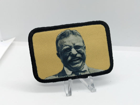 Teddy Roosevelt laughing meme  2"x3" removable morale patch with hook and loop backing
