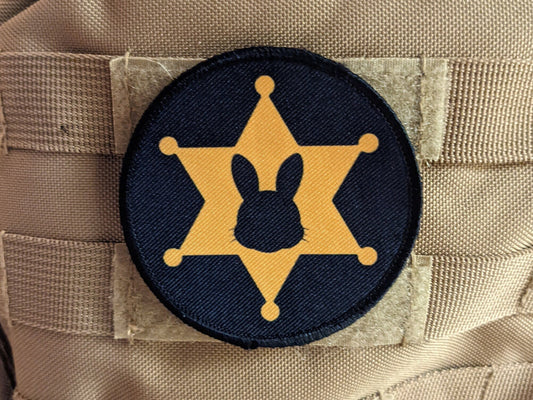 Badge bunny police wife girlfriend type 1 3" circle morale patch with hook and loop backing