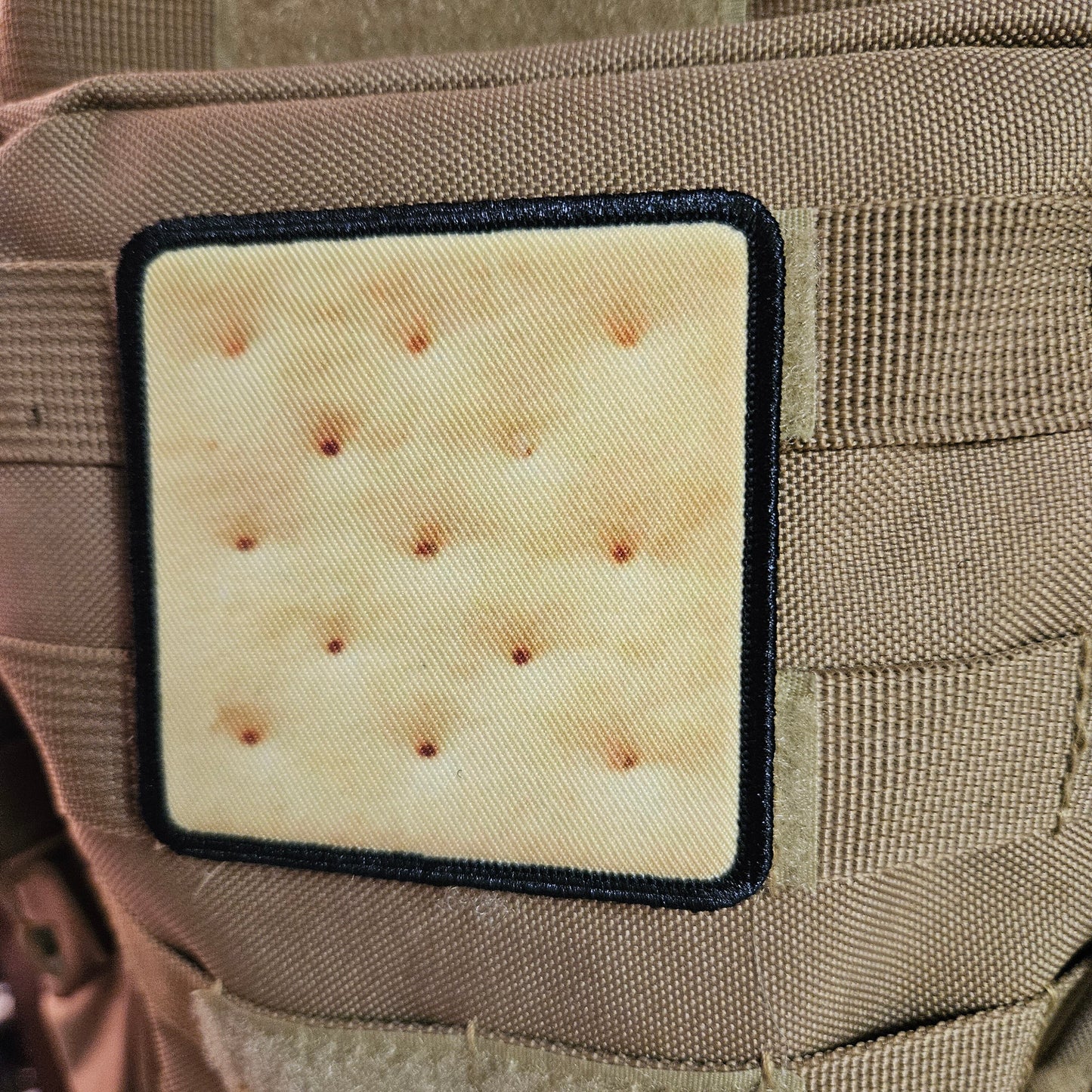 Saltine cracker enthusiasts Morale patch 3x3" square patch  with hook and loop backing