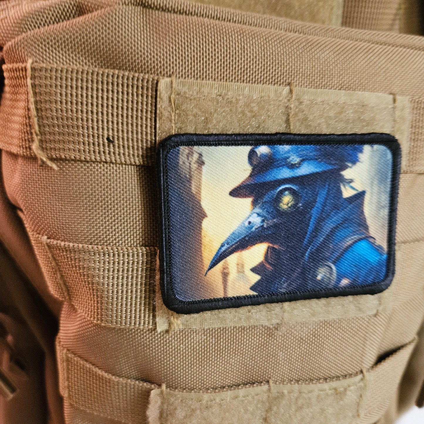 Steampunk plague doctor goth artistic  2"x3" morale patch with hook and loop backing