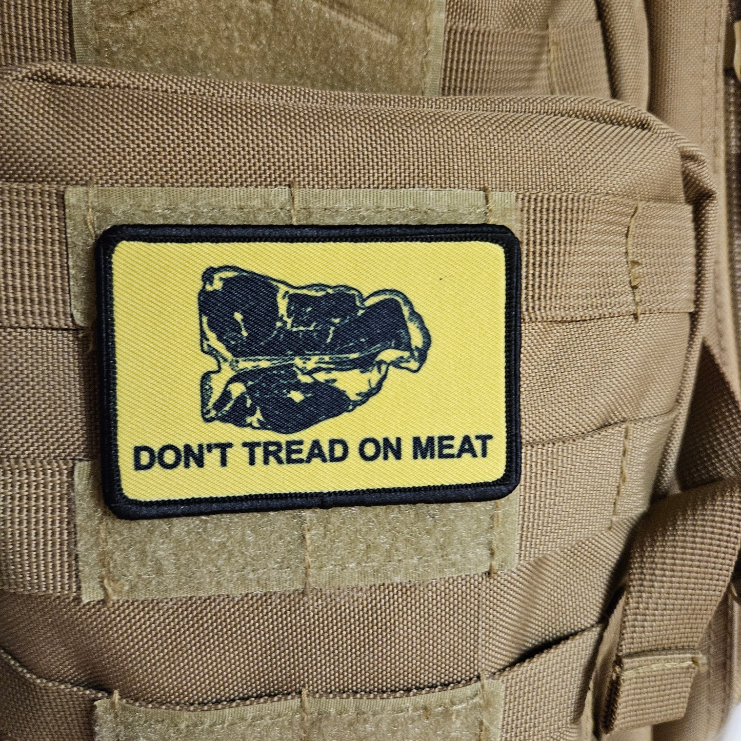 Don't tread on meat Gadsden flag goose meme 2"x3" removable morale patch with hook and loop backing
