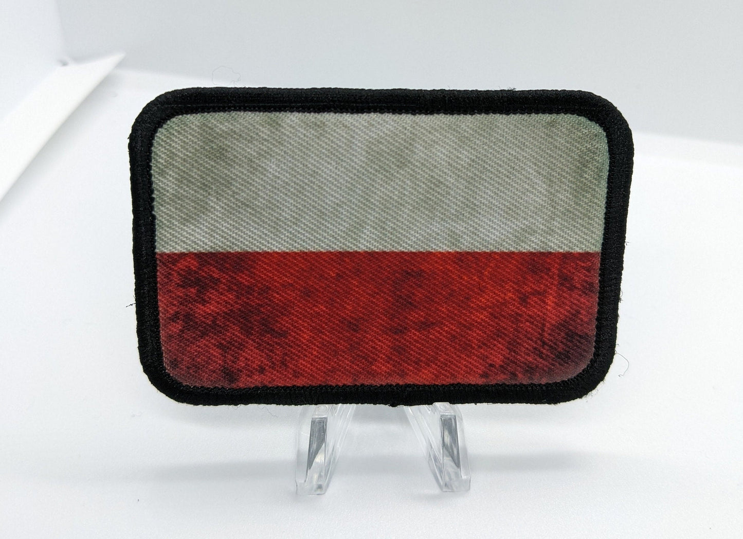 Distressed Poland flag 2"x3" morale patch with hook and loop backing