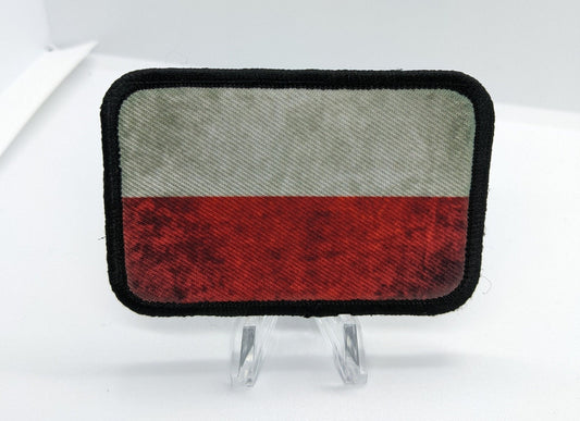 Distressed Poland flag 2"x3" morale patch with hook and loop backing