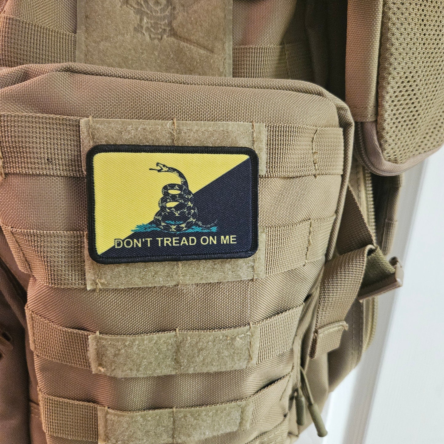 Gadsden flag don't tread on me capitalist version 2"x3" morale patch with hook and loop backing