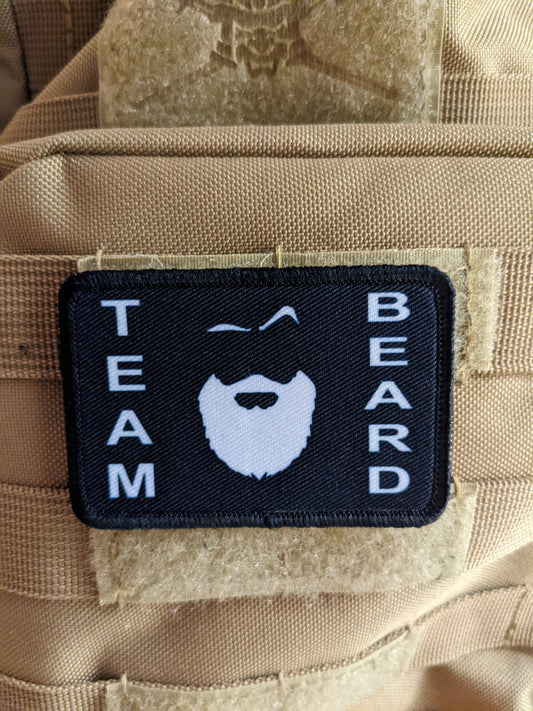 Team beard  meme funny 2"x3"  removable morale patch with hook and loop backing
