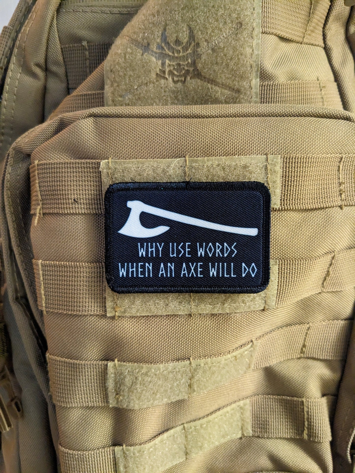 Why use words when an axe will do Viking Norse 2"x3" morale patch with hook and loop backing