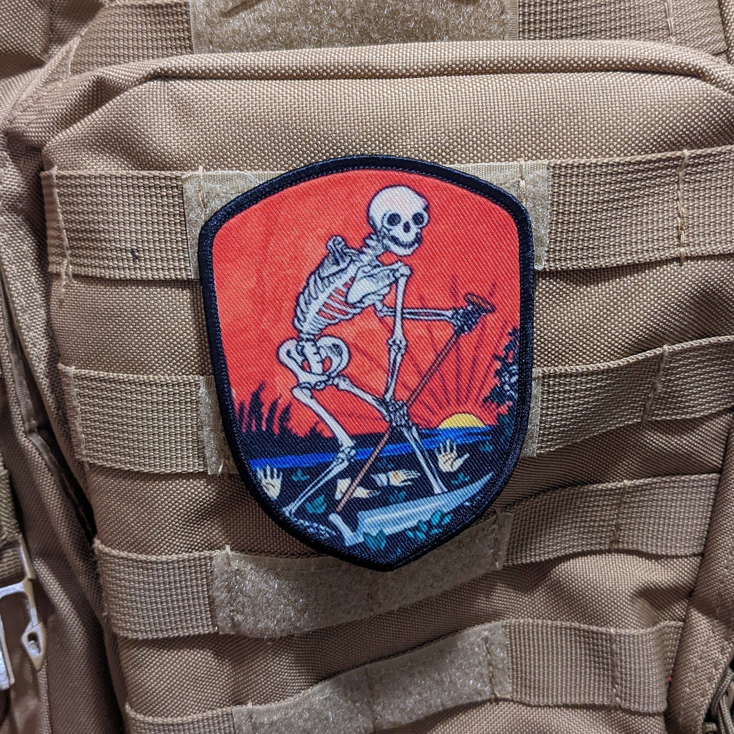 Death Grim Reaper 3"x4" shield shaped  hook & loop morale patch
