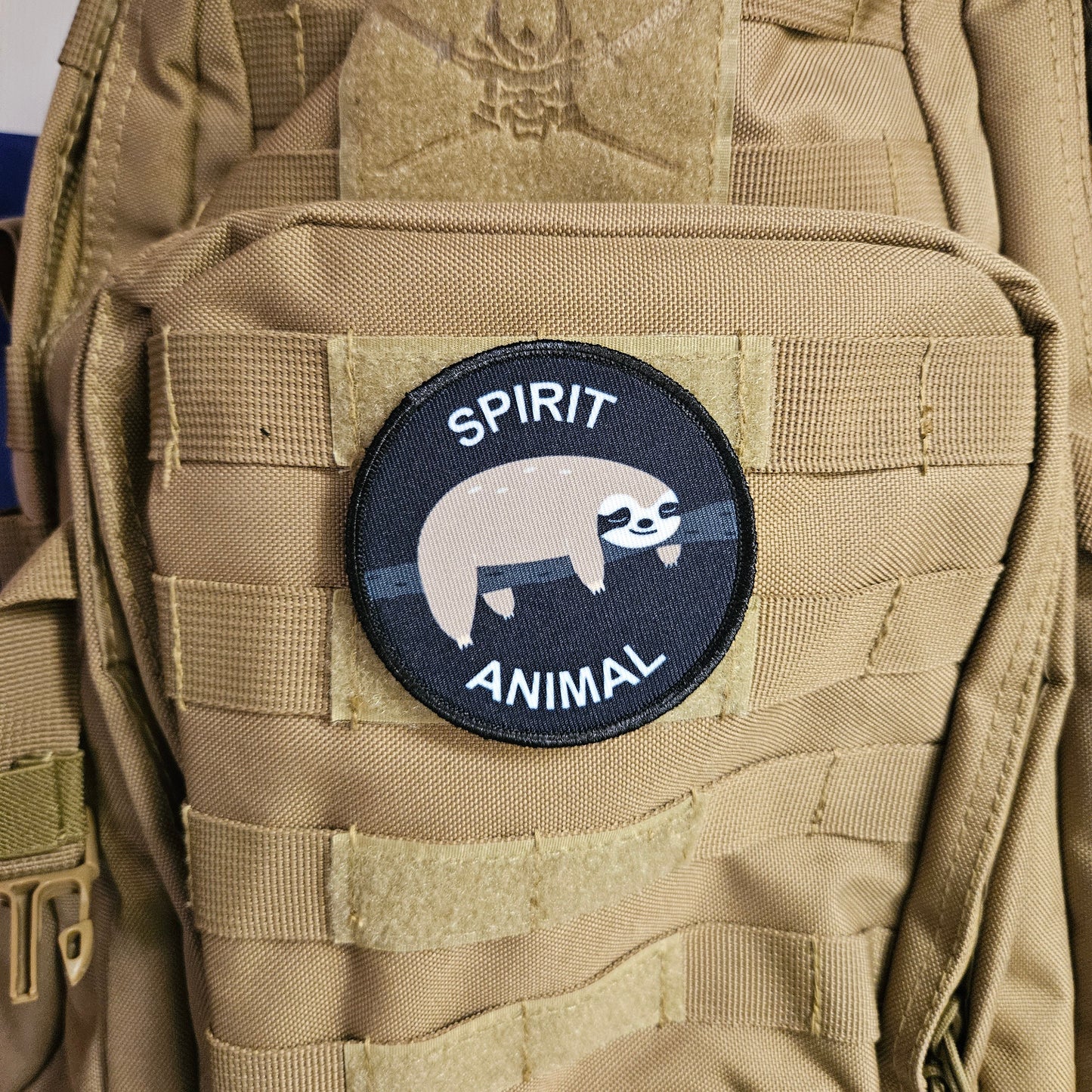 The Sloth is my spirit animal meme 3" circle removable morale patch with hook and loop backing