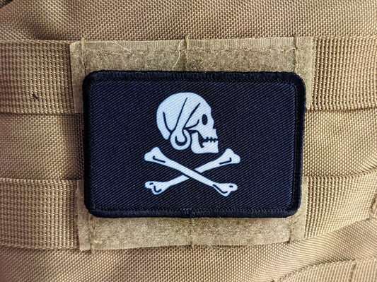 Henry Every skull and crossbones  pirate flag pirate 2"x3" removable morale patch with hook and loop for hat