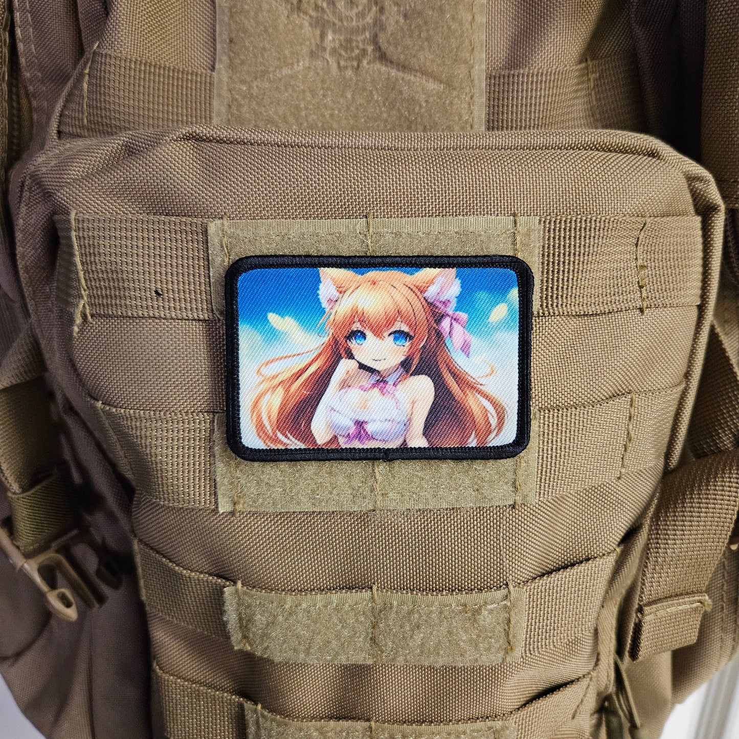 Fox girl waifu Sexy Anime girl cleavage bikini 2"x3"  removable morale patch with hook and loop backing
