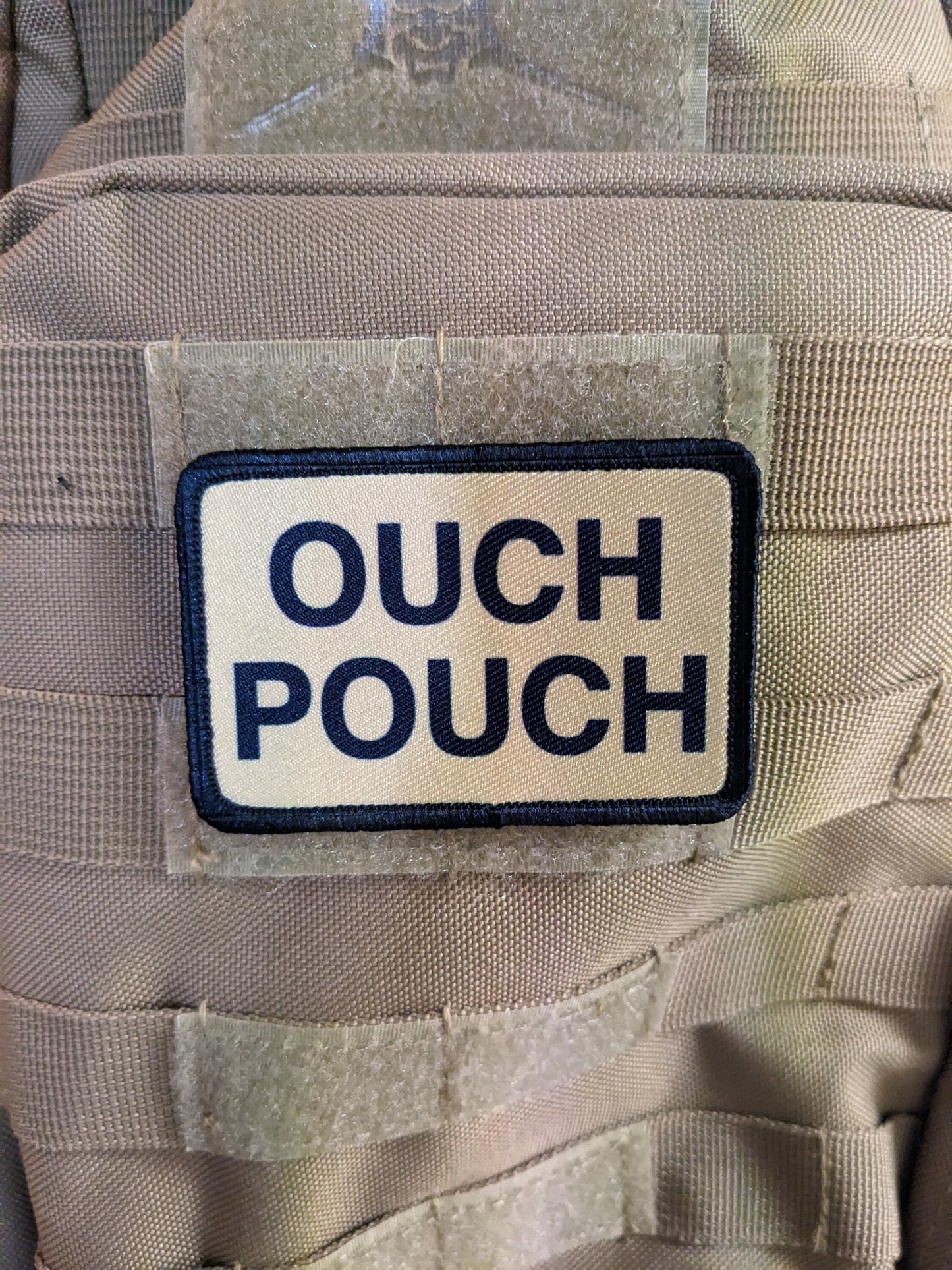 ouch pouch tan first aid removable patch 2"x3" morale patch with hook and loop backing